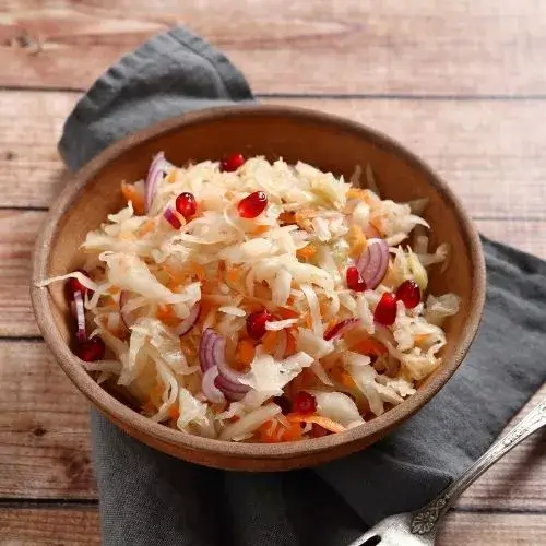 Vegan Cabbage and Pomegrante Coleslaw